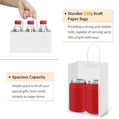 BagDream Small Gift Bags with Handles 5.25x3x8 Inch White 25 Pack - color: White, size: 1 Count (Pack of 25)