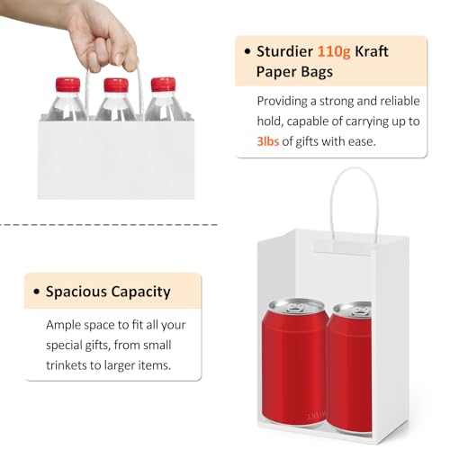 BagDream Small Gift Bags with Handles 5.25x3x8 Inch White 50 Pack Bulk - color: White, size: 1 Count (Pack of 50)