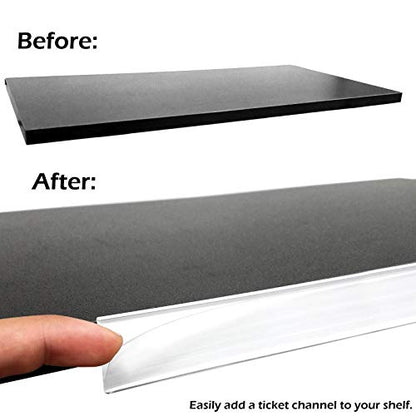 Adhesive Ticket Channel, Gondola & Wood Shelf Stick on Data Label Strip UPC Holder, White, 100 Pack - size: 100 Pack, style: White