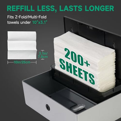 anydry 200-Sheet Paper Towel Dispenser Wall Mount (Folded Size ≤ 10 x 3.1) - color: Modern Silver