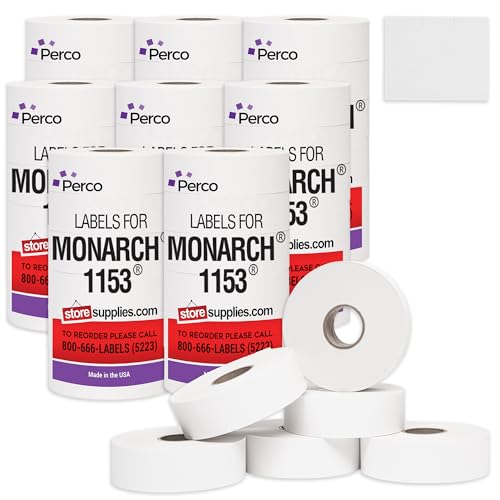 Pricing Labels for Monarch 1153 White Three-Line Pricing Gun - 48,000 Labels w/ 48 Rolls Value Pack, 8 Sleeves - Made in USA - color: White, size: 8 Sleeves