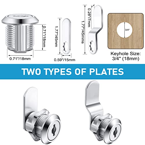 Kenning 24 Sets 5/8'' Fits on 0.4'' Max Cabinet Locks with Keys - size: 1-5/8 Inch