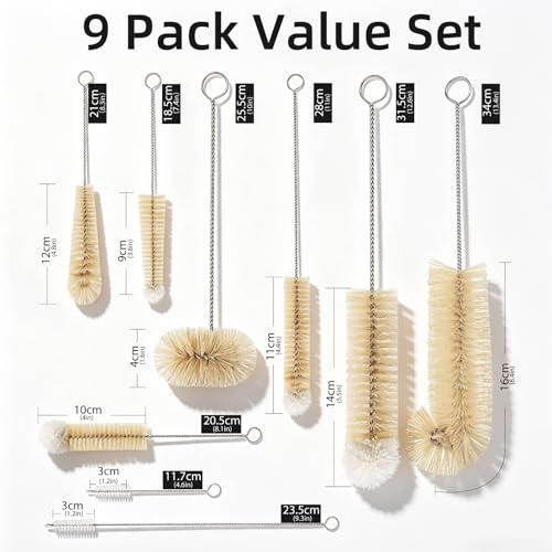 Masthome 9 Pcs Bottle Brush Set,Bendable Flexible Pipe Cleaning Kit
