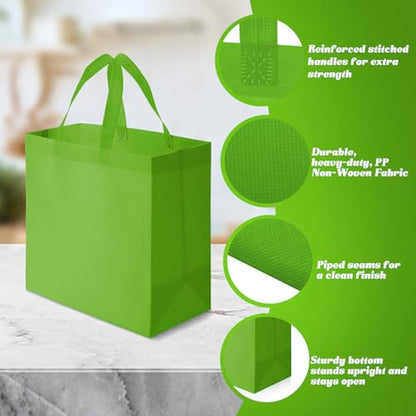 Reginary 50 Pcs Reusable Tote Bags Shopping Bags Non Woven, Green Fruit - color: Green Fruit
