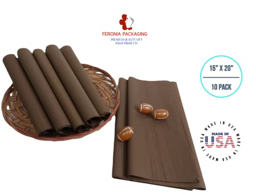 Chocolate Tissue Paper Squares, Bulk 10 Sheets, Premium Gift Wrap and Art Supplies for Birthdays, Holidays, or Presents by Feronia packaging, Large 15 Inch x 20 Inch Made in USA - color: Chocolate