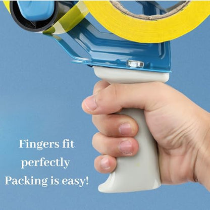 3-Inch Heavy Duty Packaging Tape Gun 4 Pcs Packing Tape Dispenser Gun Non Slip Silicone Handle Portable for Packing Boxes & Moving Box Sealing(Without Tape)