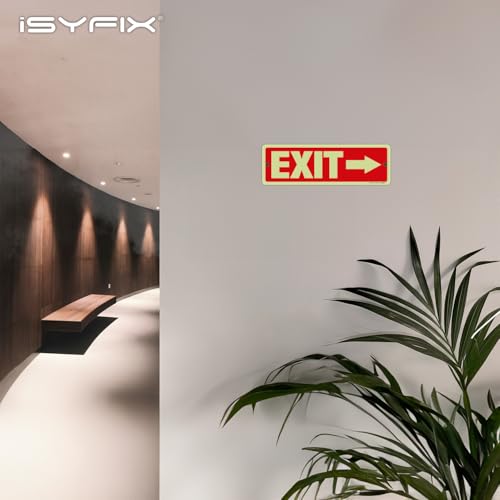 iSYFIX Exit Signs with Right Arrow, 12x4 Inch, 2 Pack - color: Metal Right Glow, size: 2 Pk 12x4
