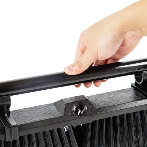 Restaurantware-Clean Tek Professional 17.13 Inch Push Broom, 1 Heavy-Duty Broom With 59” Handle - Medium Bristles, 2 Handle Attachment, Wooden, Commercial Use, For Deck, Garage, Yard, Patio