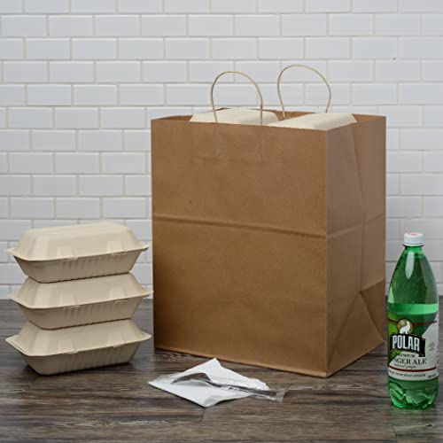 Prime Line Packaging Kraft Paper Bags with Handles, 14x10x16.5 In, 50 Pack - size: 14x10x16.5 Inch