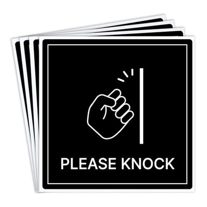 PLEASE KNOCK Self-Adhesive PVC Door Sign | Privacy Reminder Sticker - color: PLEASE KNOCK