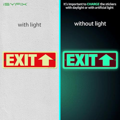 iSYFIX Exit Signs with Directional Up Arrow, 12x4 Inch, 2 Pack - color: Metal Up Glow, size: 2 Pk 12x4