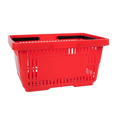 Restaurantware Plastic Shopping Basket, Red, with Plastic Handles - style: Plastic Handles