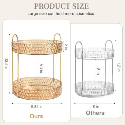 Large Capacity Rotating Makeup Organizer Perfume Stand Holder, 2 Tier Gold - color: Gold, size: 2 Tier (Standard)