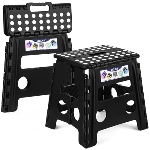 Delxo Folding Step Stool 13 inch 2 Pack,300 Lbs Step Stool for Kids&Adults - color: Black, size: 13 Inch-2 Pack
