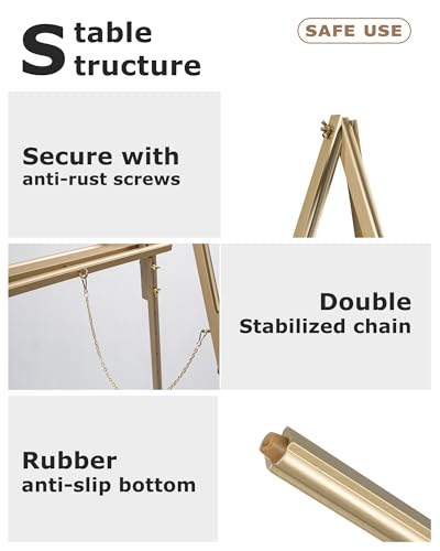 DJAR 3 Pcs 63" Adjustable Wooden Display Easel Stand for Sign - color: Gold, size: 3pcs