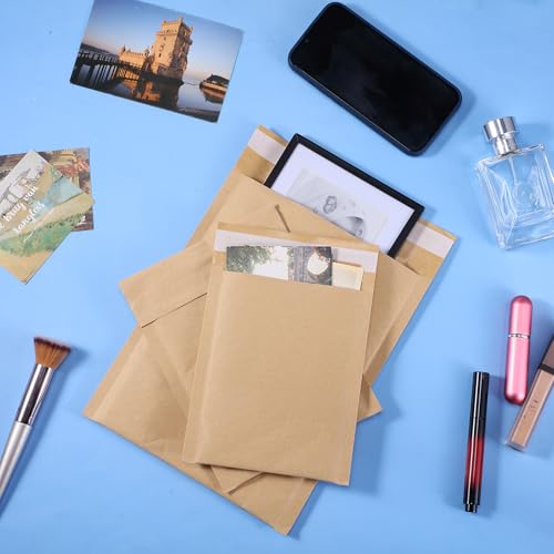 100 Pcs Kraft Bubble Mailers 3 Size Padded Envelopes, Natural - color: Natural