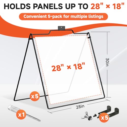 5-Pack Open House Sign Frame, 30" H x 28" W Powder-Coated Metal A-Frame Sign Stand with Locking Angle, Reusable Indoor/Outdoor Real Estate Yard Sign Holder (Frames Only)