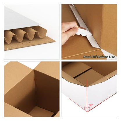 CRUGLA 10x10x10 Shipping Boxes 15 Pack, White Corrugated Cardboard Boxes with Side-Lock and Pre-Applied Double-Sided Tape, Easy Assemble Packing Mailer Boxes for Small Business Shipping - size: 10x10x10 Inch 15 Pack