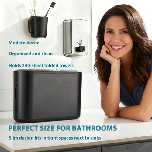 Multifold Paper Towel Dispenser Countertop Compact Design for Kitchen Black - color: D-24 Black