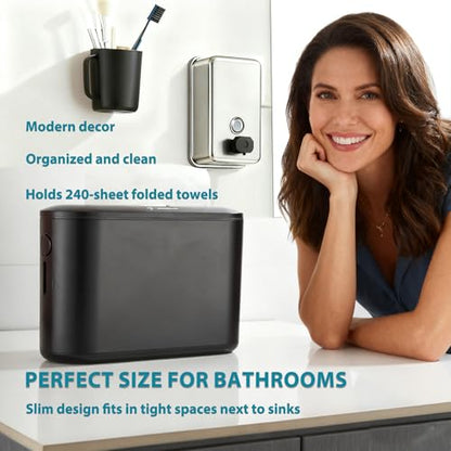 Multifold Paper Towel Dispenser Countertop Compact Design for Kitchen Black - color: D-24 Black