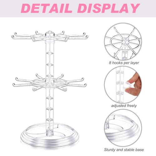 Yuntau 2 Pcs 2 Tier Keychain Display Stand for Bracelet, Rotating - color: Clear