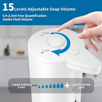 Aunmaon Automatic Soap Dispenser Touchless, Modern, Kitchen & Bathroom, Hands-Free, Adjustable Volume, Long Battery Life, Compatible with Thick & Thin Soap, Easy for Toddlers, Clog-Free, White - color: Pearlescent White
