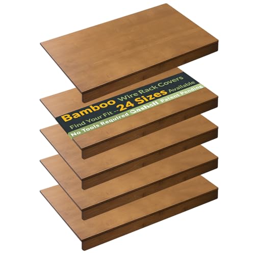 Gashell Wire Shelf Covers, Bamboo Wire Rack Covers for Pantry, Closet (4pcs, 22" W x 16" D) - size: 22"W x 16"D