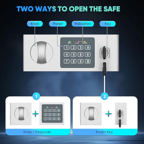 Locksworth Safe 1.92 Cubic Feet Safe Box with Electronic Keypad & Keys, Digital Security Lock Box for Home and Business Use, Money, Valuables, Guns, Jewelry and Documents, 13.8"W x 12.2"D x 19.7"H - size: 1.92 Cubic Feet