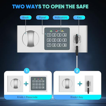 Locksworth Safe 1.92 Cubic Feet Safe Box with Electronic Keypad & Keys, Digital Security Lock Box for Home and Business Use, Money, Valuables, Guns, Jewelry and Documents, 13.8"W x 12.2"D x 19.7"H - size: 1.92 Cubic Feet