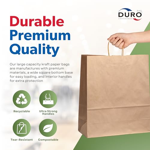 DURO 87124 Missy 60# Brown Bags with Handles, 10 x 5 x 13 In, 75 Ct - size: 1 Count (Pack of 75)