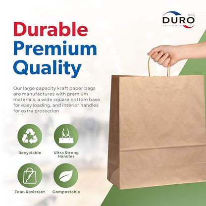 DURO 87124 Missy 60# Brown Bags with Handles, 10 x 5 x 13 In, 50 Ct - size: 1 Count (Pack of 50)