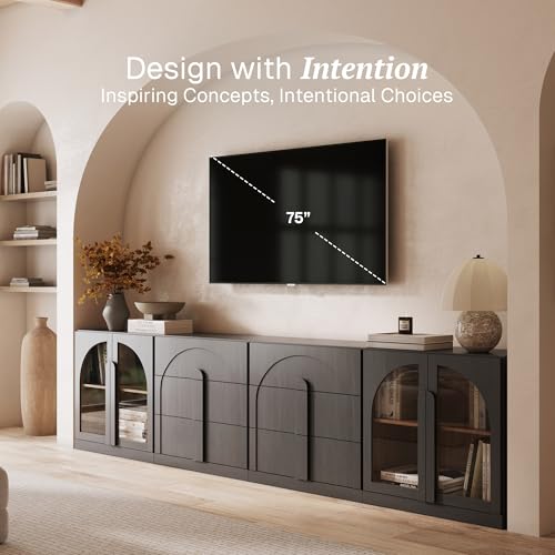 BELLEZE Bijou 4-Piece Modular Sideboard Buffet Cabinet - Ebony - color: Bijou Ebony Aacc