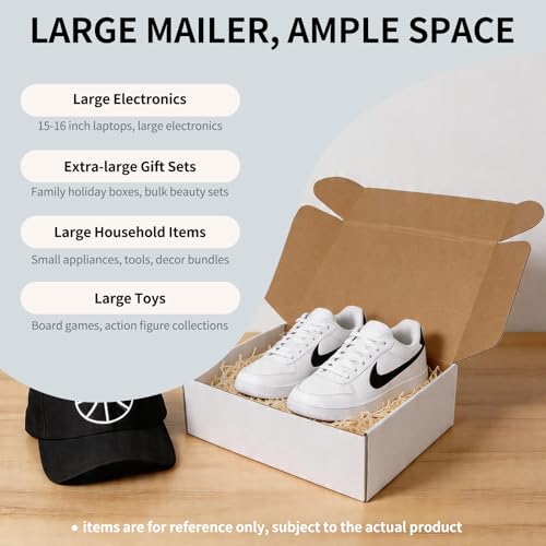 Fishat 13" x 10" x 4" White Corrugated Cardboard Shipping Boxes Set of 5 - size: 13" x 10" x 4"