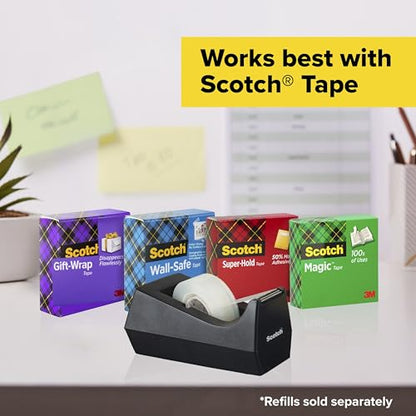 Scotch Desktop Tape Dispenser, Black, 2.7 in. x 2.7 in. x 6.4 in., 1 Tape Dispenser, Polystyrene (PS) - size: 1-Pack
