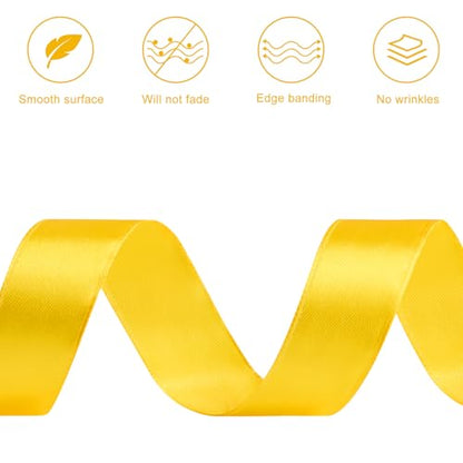 Yellow Satin Ribbon, 1 Inch, 50 Yards - color: yellow