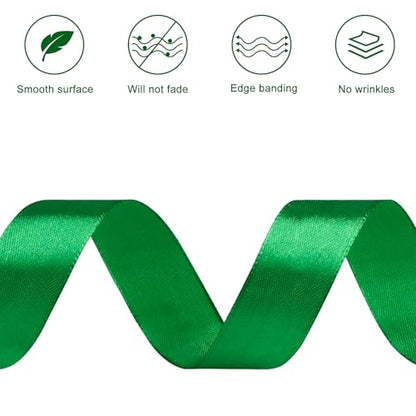 Emerald Green Satin Ribbon, 1 Inch, 50 Yards - color: emerald green