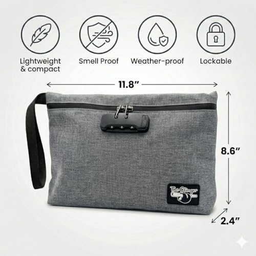 Secure Money Travel Bag with Zipper, Multiple Pockets and Combination Lock Close - color: Gray