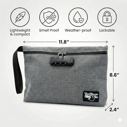 Secure Money Travel Bag with Zipper, Multiple Pockets and Combination Lock Close - color: Gray