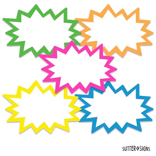 Starburst Signs with Stickers 100pcs 6x8 inch (Neon) - color: Neon, size: 6x8