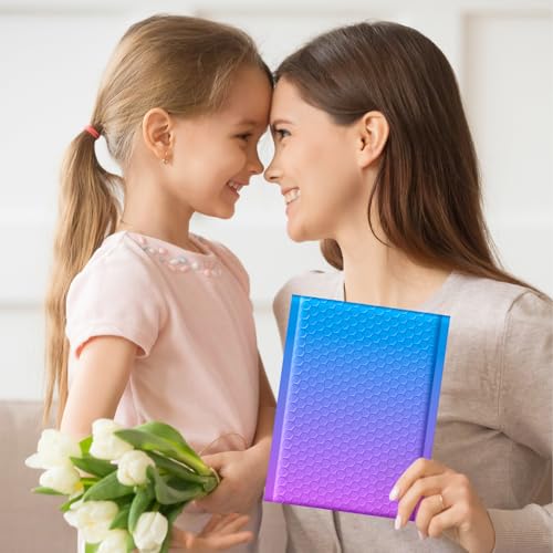 Fuxury Cute Design Bubble Mailers 6x10" 100 Pack Opaque Padded Envelopes - color: BluePurple, size: 6x10" 100PC