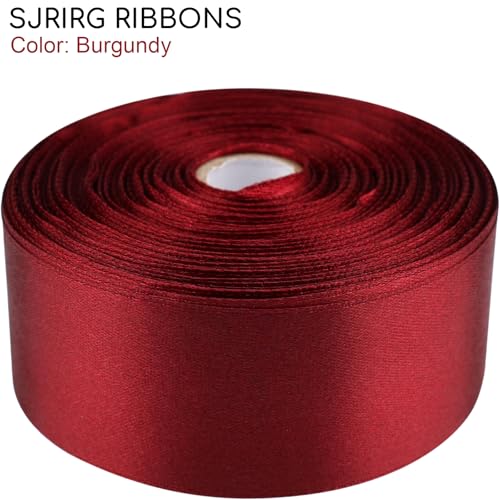 1-1/2 Inch Burgundy Satin Ribbon 50 Yards Single Face Polyester - color: Burgundy, size: 1-1/2 inch