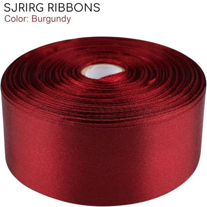 1-1/2 Inch Burgundy Satin Ribbon 50 Yards Single Face Polyester - color: Burgundy, size: 1-1/2 inch