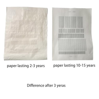 8 rolls (about 200 pages), thermal printer paper 8.5 x 11, letter, rolled, 3 proofing, not quick dry for pen, BPA free. For IOOIOO, Peripage, Munbyn, Jadens, Hprt, Phomemo…(lasting 10-15 years) - size: Letter, 8 rolls, 10-15 years