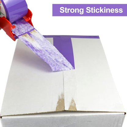 BOMEI PACK 3 Rolls Purple Heavy Duty Packing Tape with red Dispenser, Packaging Tape 1.88 Inches x 55Yards, 2.5mil Industrial Shipping Tape for Moving Shipping, Office & Storage - color: purple