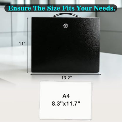 xydled Fireproof Document Box with Key Lock, Fire Safe Box, Black - color: Black, size: XX Large
