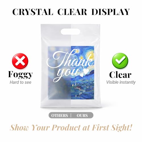 100PCS Thank You Clear Plastic Bags with Handles, 9 x 12 Inch - color: 02-Clear TY, size: 9"x12"