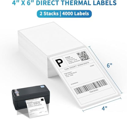 9527 Product 4" x 6" Zebra Fanfold Direct Thermal Shipping Labels,2 Stacks, 4000 Labels White, Perforated (2,000 Label per Stack) - color: White, size: 2 Stacks | 4000 Labels