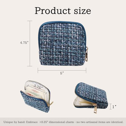 Stratalife Small Travel Jewelry Case, Qulited Storgae Pouch - color: Quilted Navy Blue