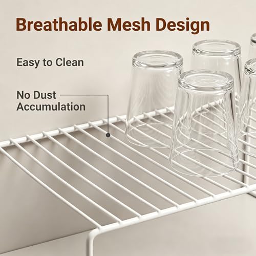 iPEGTOP Large (15.7 x 9.4 Inch) Kitchen Freezer Cabinet Storage Shelf, Set of 4 Rustproof Metal Wire Shelves Spice Shelf Rack Cupboard Organizer for Fridge Pantries Countertops Utensils, White - color: White(set of 4)