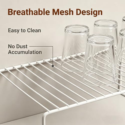 iPEGTOP Large (15.7 x 9.4 Inch) Kitchen Freezer Cabinet Storage Shelf, Set of 4 Rustproof Metal Wire Shelves Spice Shelf Rack Cupboard Organizer for Fridge Pantries Countertops Utensils, White - color: White(set of 4)